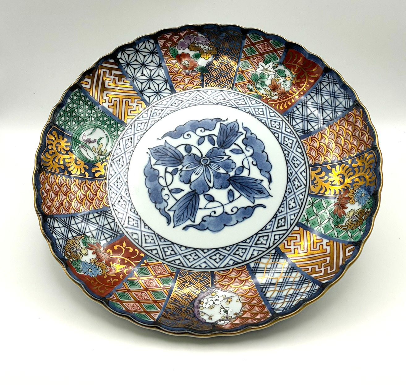 7枚セット 22cm】美濃焼 龍峰窯 古伊万里 祥瑞花丸紋様 金彩 銘々皿 中