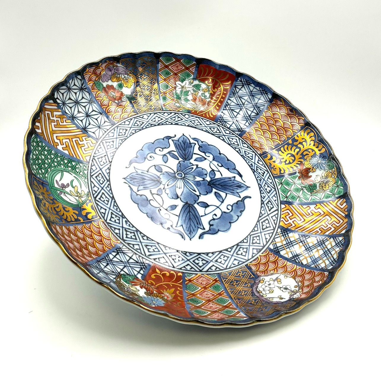7枚セット 22cm】美濃焼 龍峰窯 古伊万里 祥瑞花丸紋様 金彩 銘々皿 中