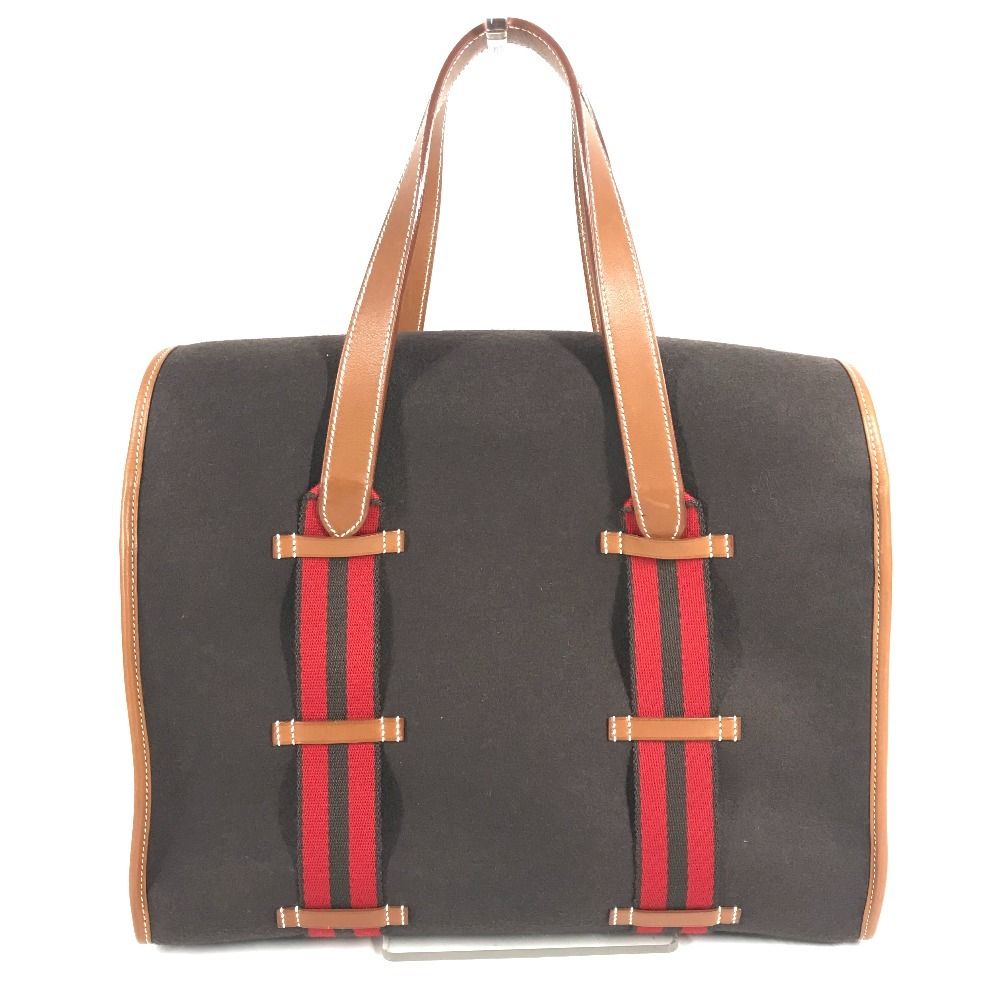 HERMES エルメス ハンドバッグ カメイル ストライプ ロゴ レザー 