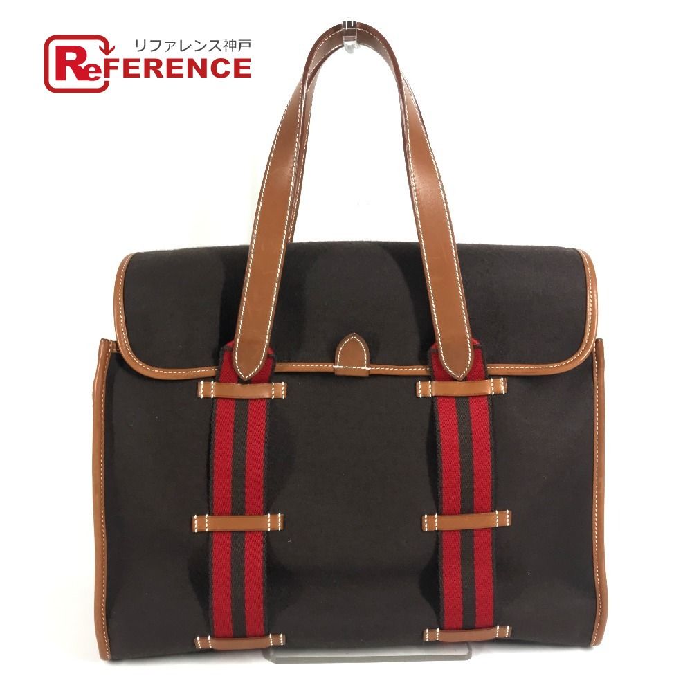 HERMES エルメス ハンドバッグ カメイル ストライプ ロゴ レザー 