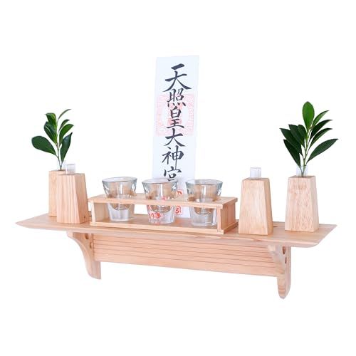 新品 神棚の里 神棚 壁掛け モダン fu-ka グラス セット 神具付き シンプル セット 棚板 おしゃれ 賃貸 マンション 破魔矢収納 簡単設置 初めて