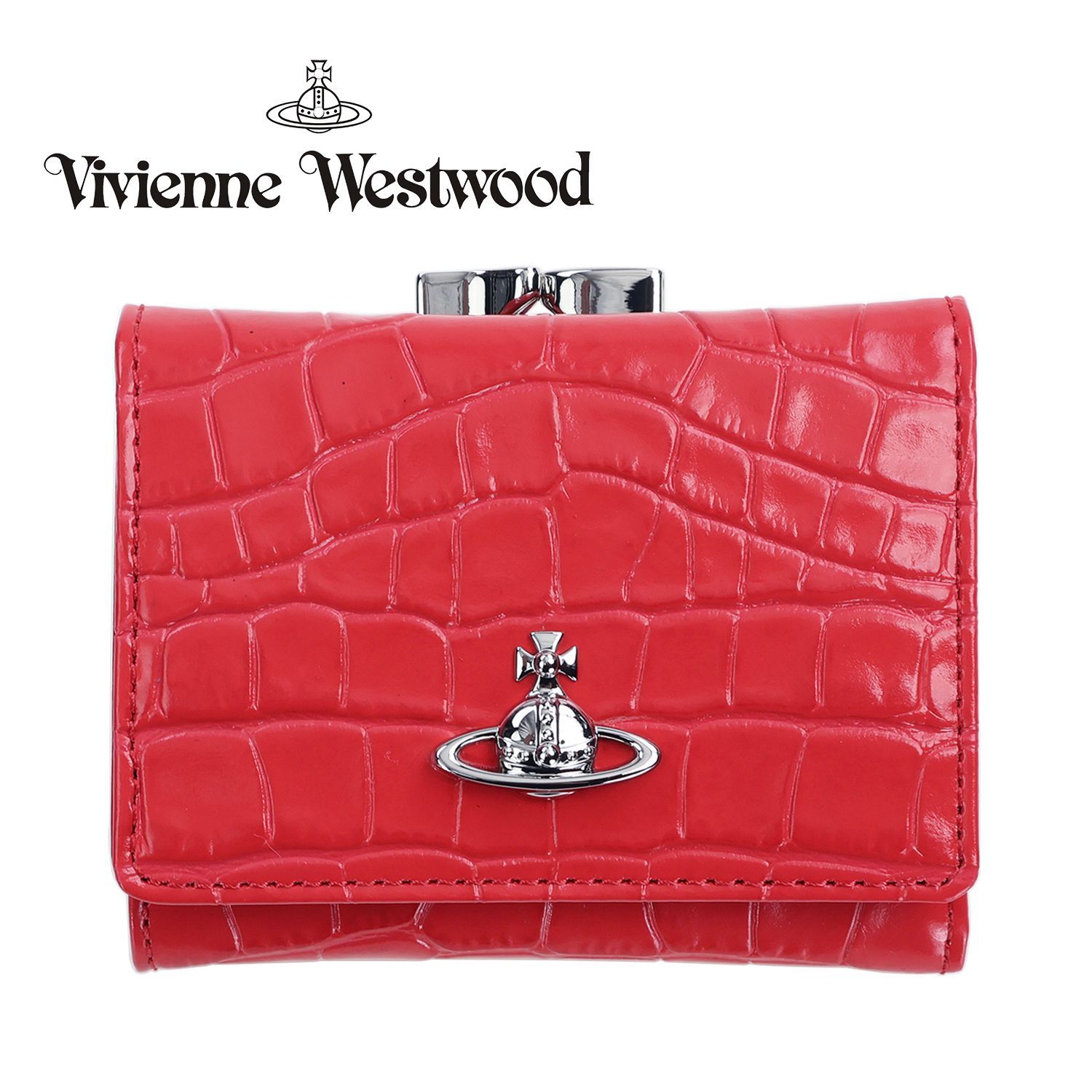 ウロコ柄 赤 折財布 がま口 未使用 特価 Westwood Vivienne Vivienne がま口 三つ折り財布 ヴィヴィアンウエストウッド Westwood 小物