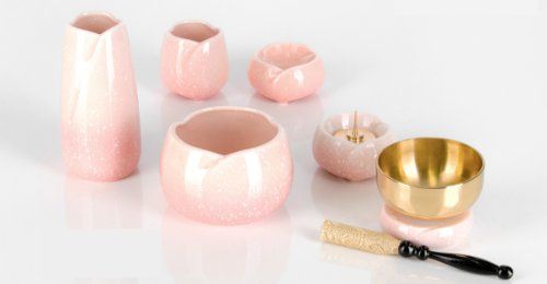 新品 陶器 やわらぎ さくら 5点セット 3.0寸 + 専用リンセット 2.3寸