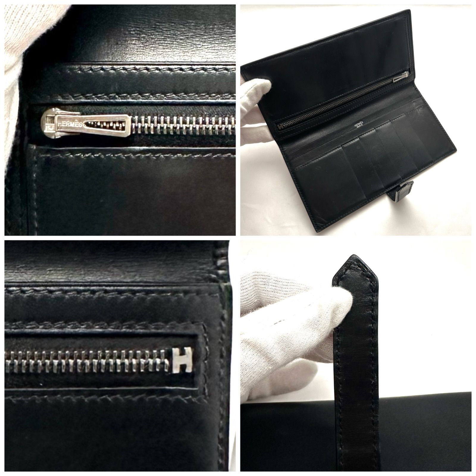 HERMES【鑑定書付|正規保証】 エルメス ベアン 長財布 ブラック 