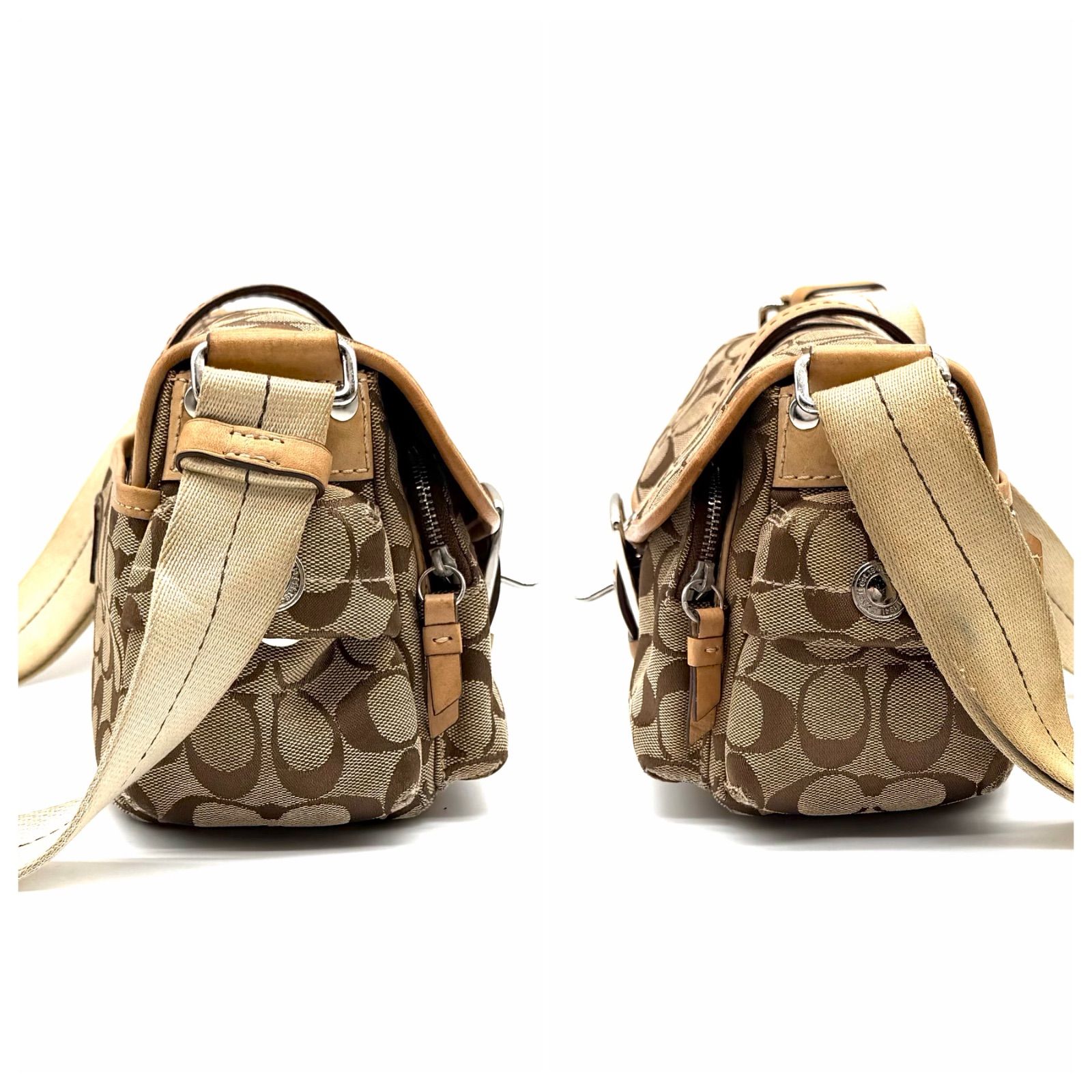 COACH y2k soho canvas signature shoulder bag beige leather コーチ