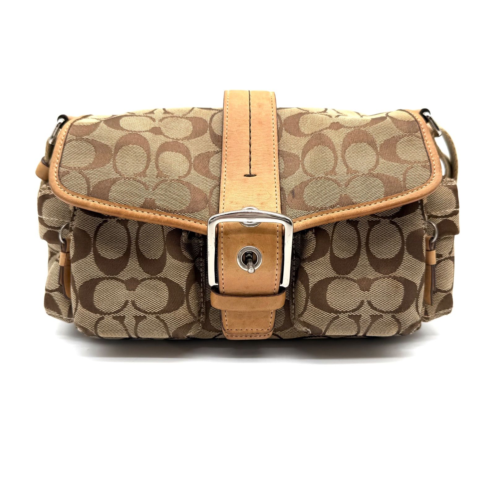 COACH y2k soho canvas signature shoulder bag beige leather コーチ 