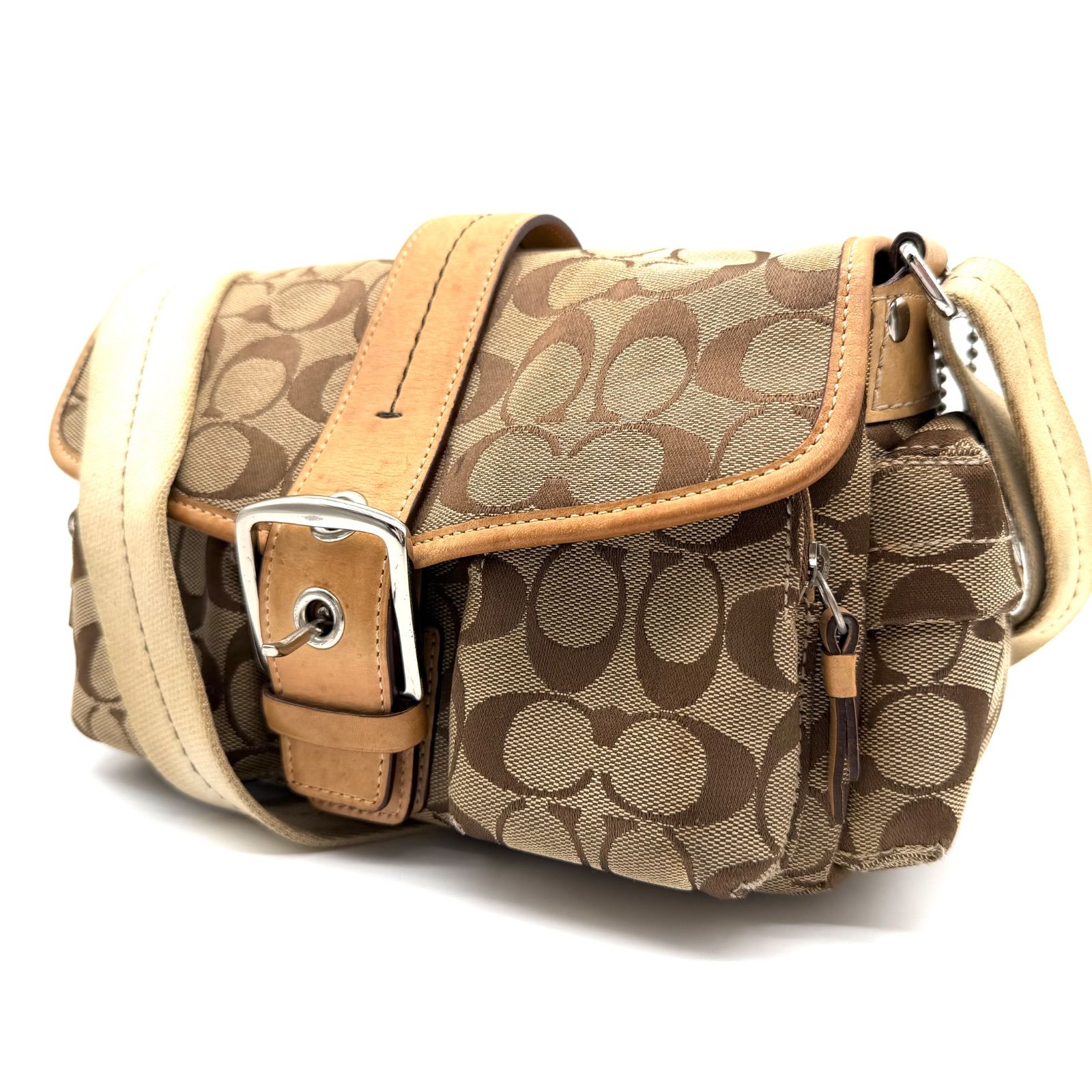 COACH y2k soho canvas signature shoulder bag beige leather コーチ