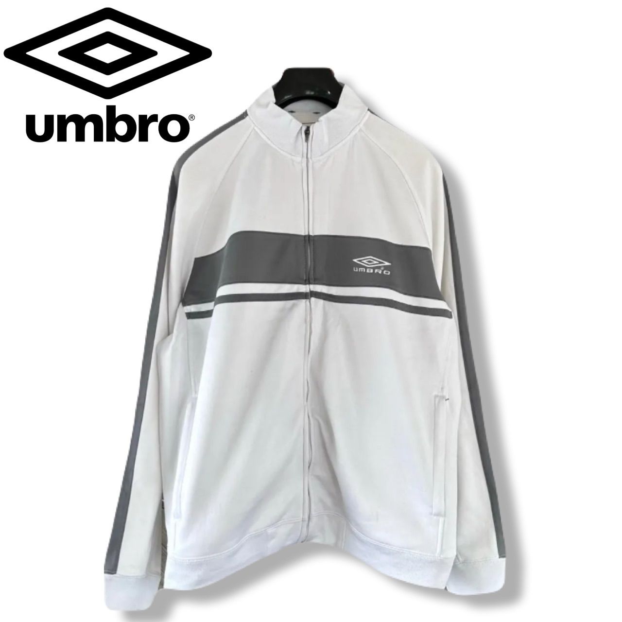 希少XL】UMBRO アンブロ トラックジャケット 白 グレー Y2K ゆるダボ 