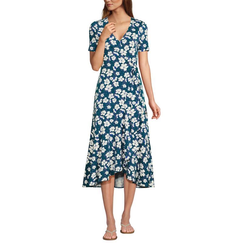 ワンピース ランズエンド レディース トップス ワンピース Vネック ミディ Womens Lands End VNeck Wrap Midi Dress