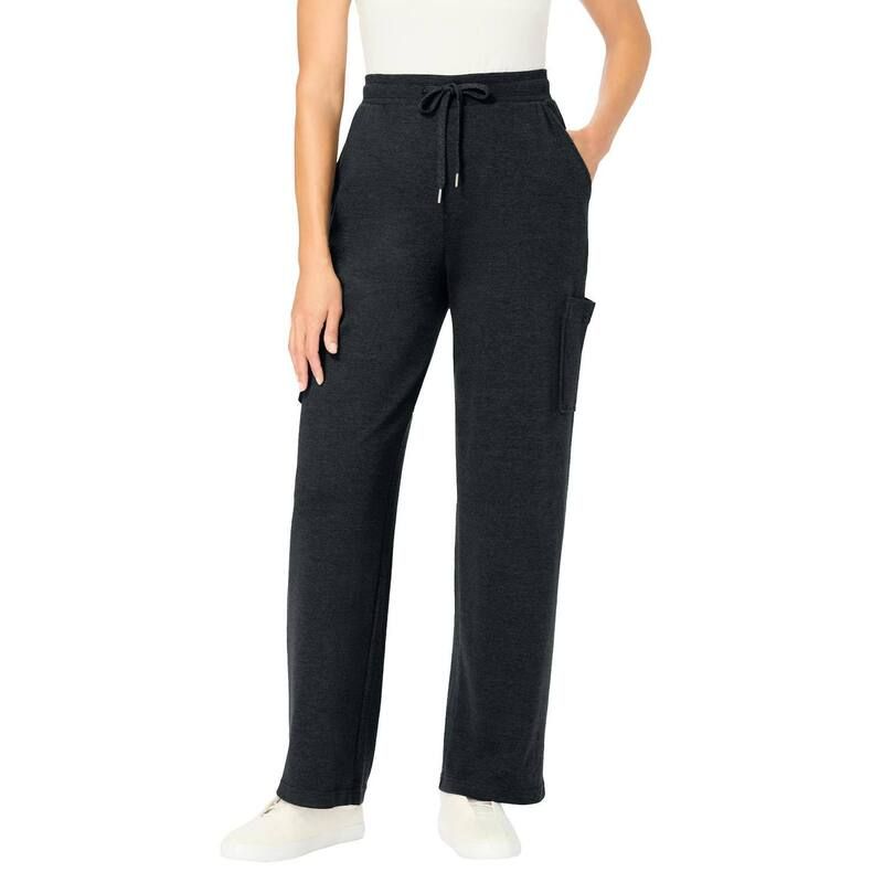 ウーマン ウィズイン レディース ボトムス カジュアルパンツ カーゴパンツ プラスサイズ プチ ニット Woman Within Womens Plusize Petite Knit Cargo Pant Heather Charcoal チャコール