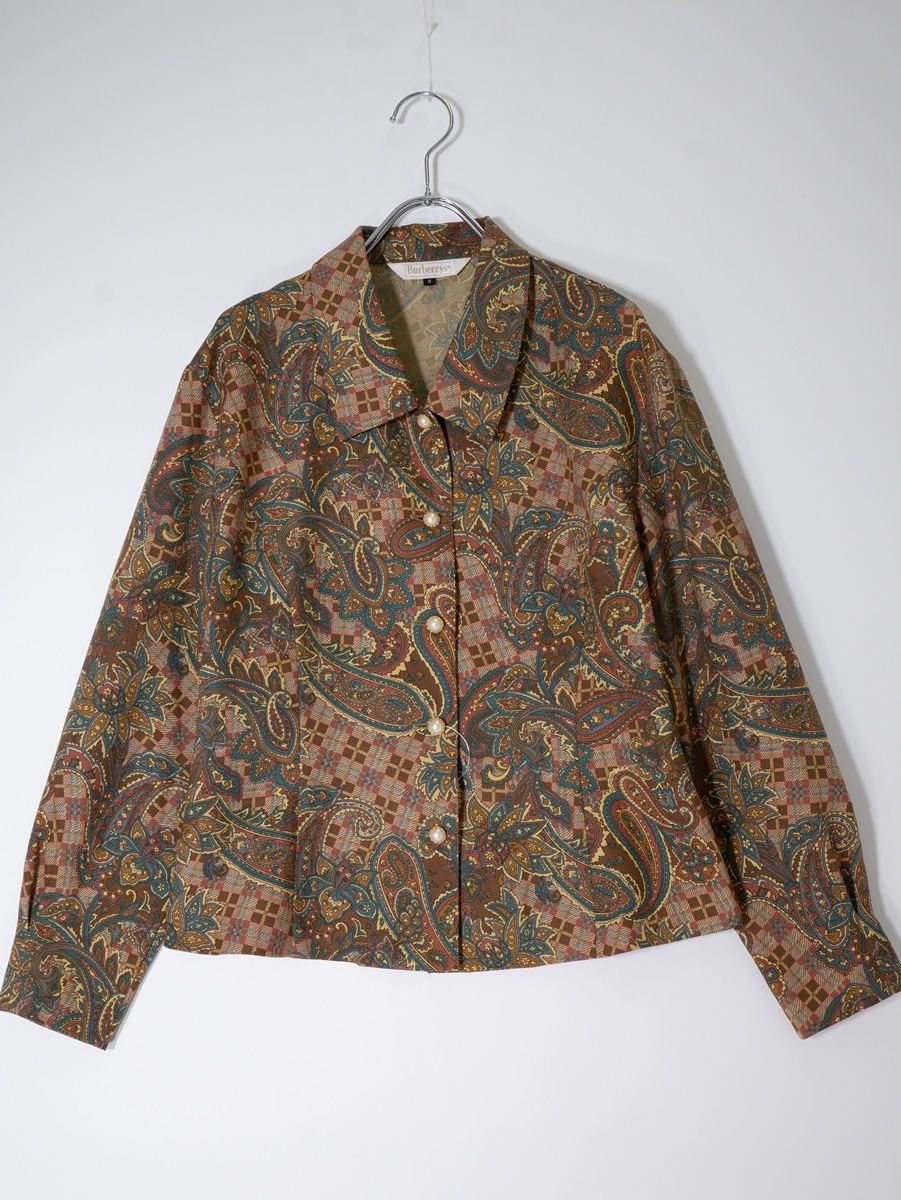 Burberry'sバーバリーズ ビンテージ ペイズリーチェック パールボタンブラウス シャツ【9】【LSHA78053】 Burberry'sバーバリーズ ビンテージ ペイズリーチェック パールボタン