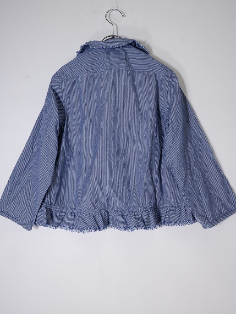 TOUJOURSトゥジュー ラッフルボレロ コットンストライプ フリルブラウスシャツ【フリー】【LTSA77595】 TOUJOURSトゥジュー ラッフルボレロ コットンストライプ フリル