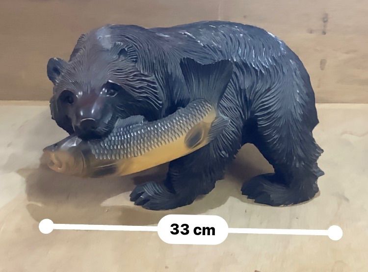 木彫りの熊 鮭咥え 北海道 民芸品 置物 彫刻 インテリア オブジェ クマ