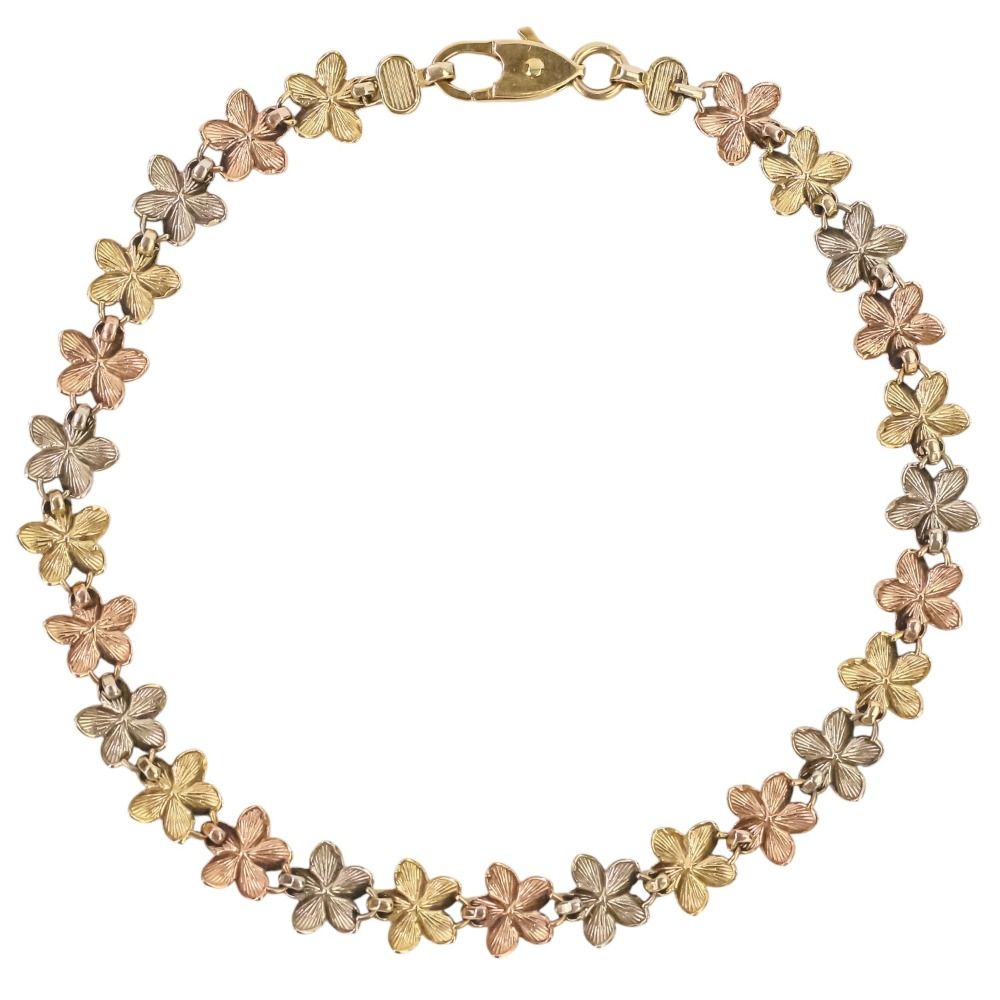 美品 ハワイアンジュエリー 14K プリメリア フラワーブレスレット 