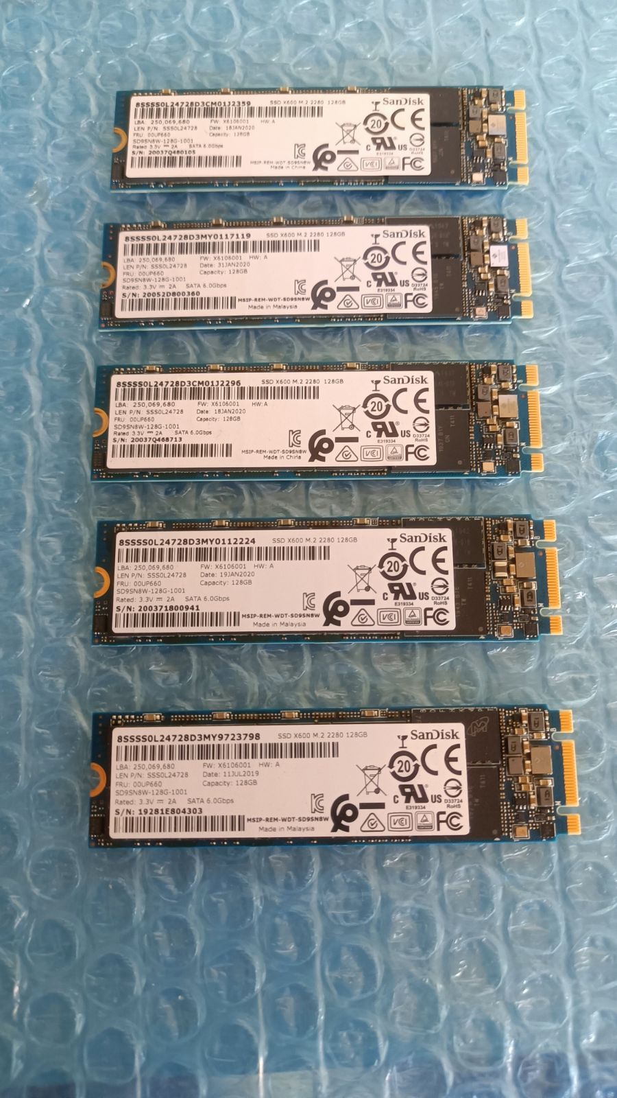 PCパーツ 5枚美品SanDisk SSD X600 M.2 2280 128GB SATA