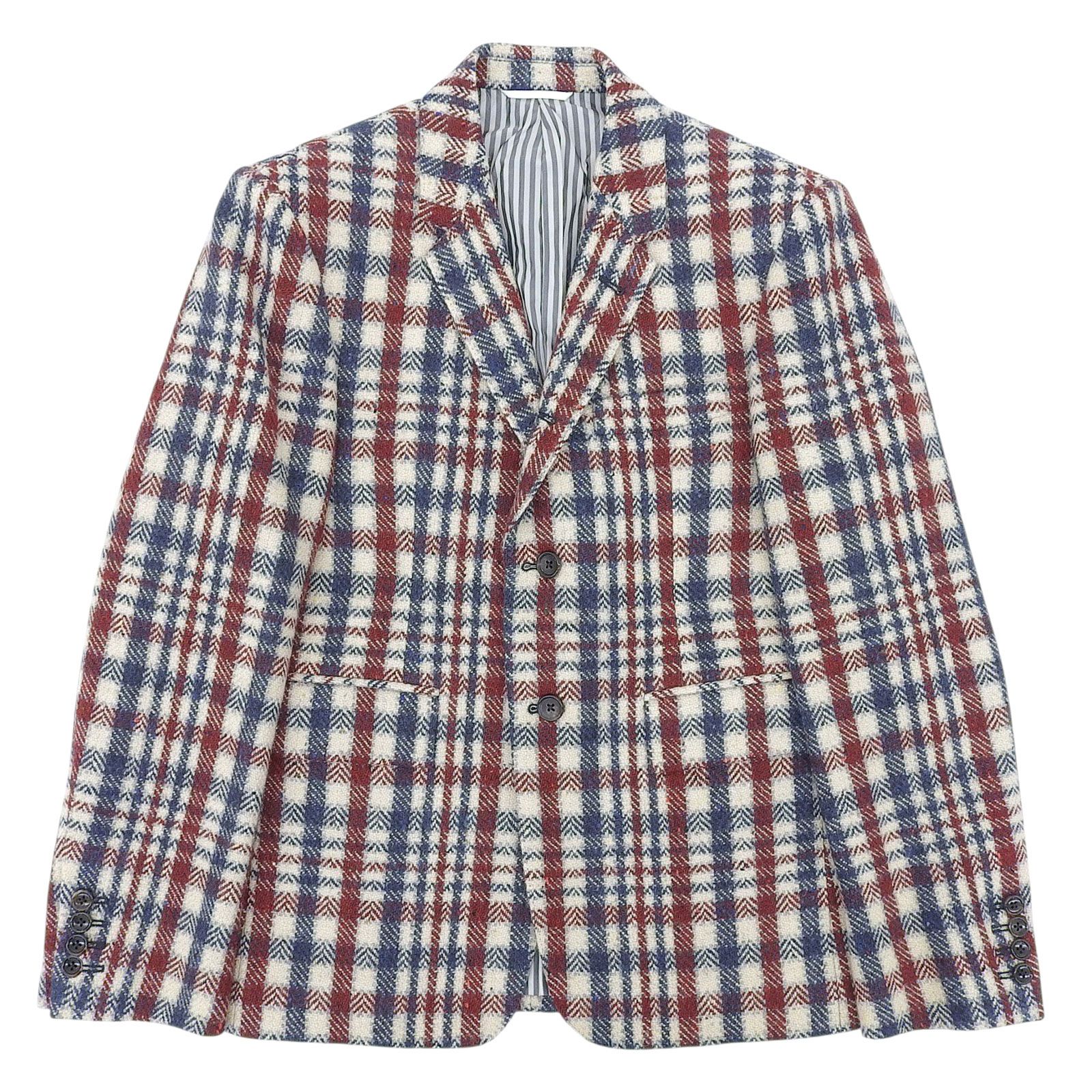 極美品△THOM BROWNE トムブラウン MJU060AW7397 ウール100% チェック 