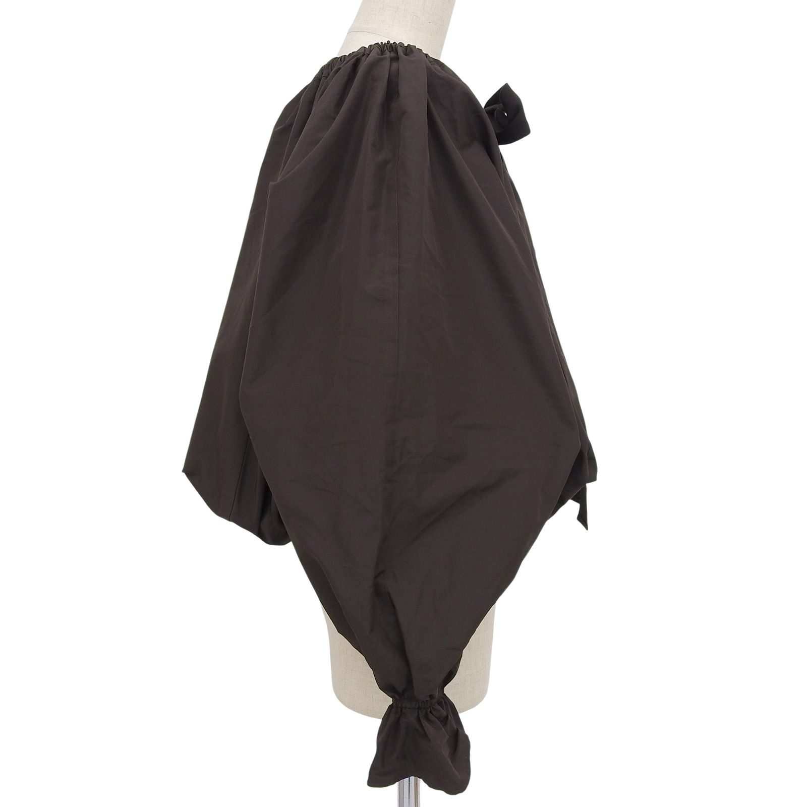 極美品▲PATOU  パトゥ 21AA4-T0026-11 パフ・キャンディースリーブ グログランリボン 長袖 ブラウス ブラウン 34 正規品 レディース 極美品△PATOU パトゥ 21AA4-T0026-11 パフ・キャンディースリーブ