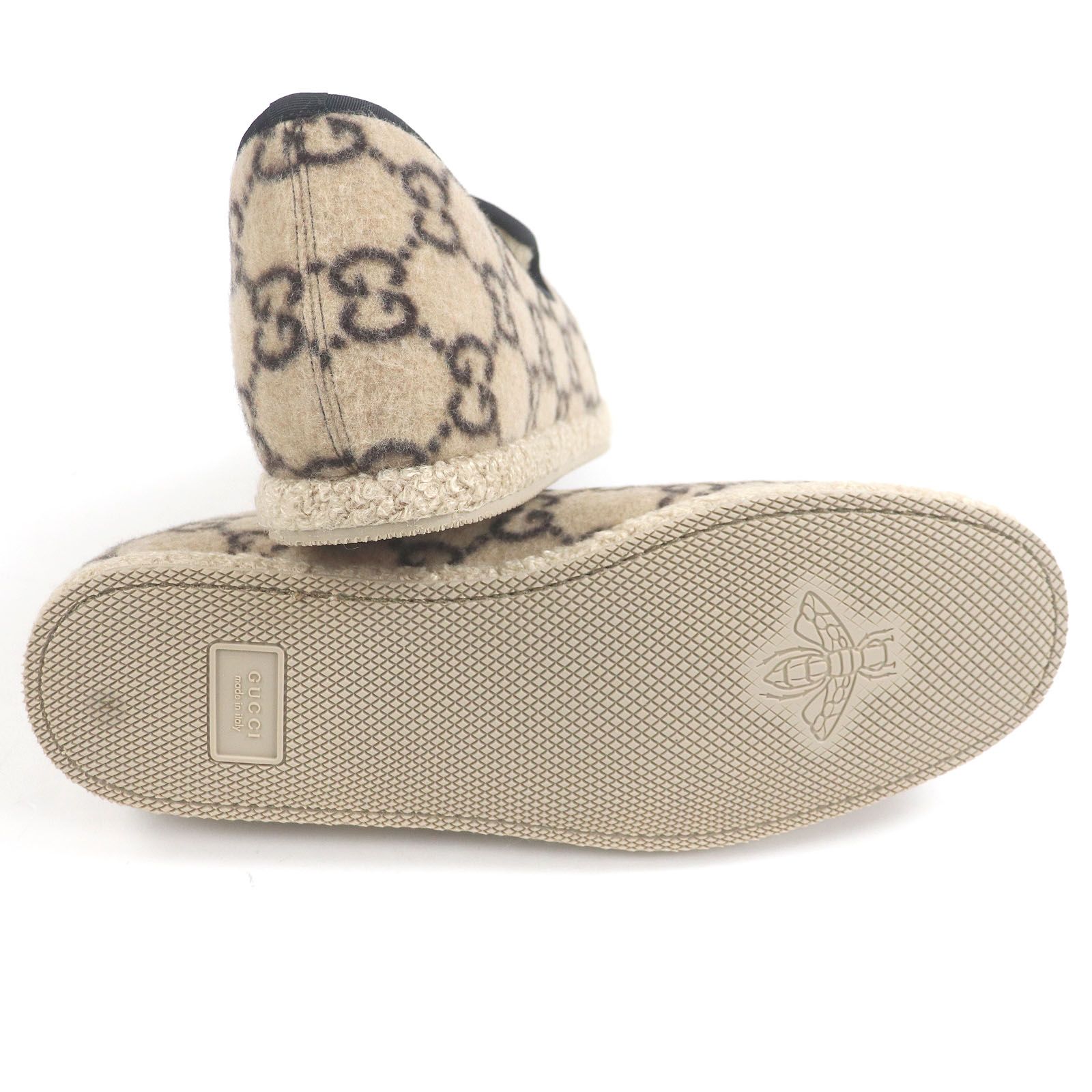 未使用品□GUCCI グッチ ムートン GGロゴ総柄 ホースビット ムートン