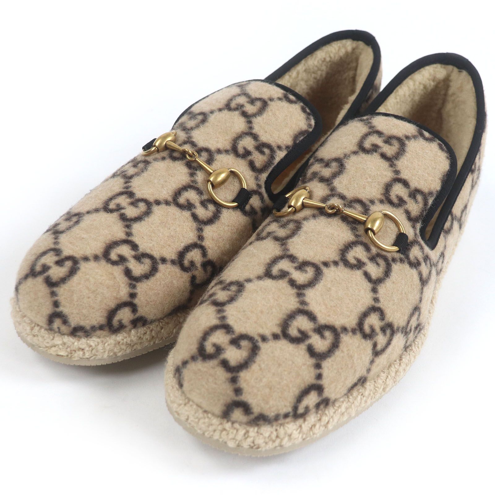 未使用品□GUCCI グッチ ムートン GGロゴ総柄 ホースビット ムートン 