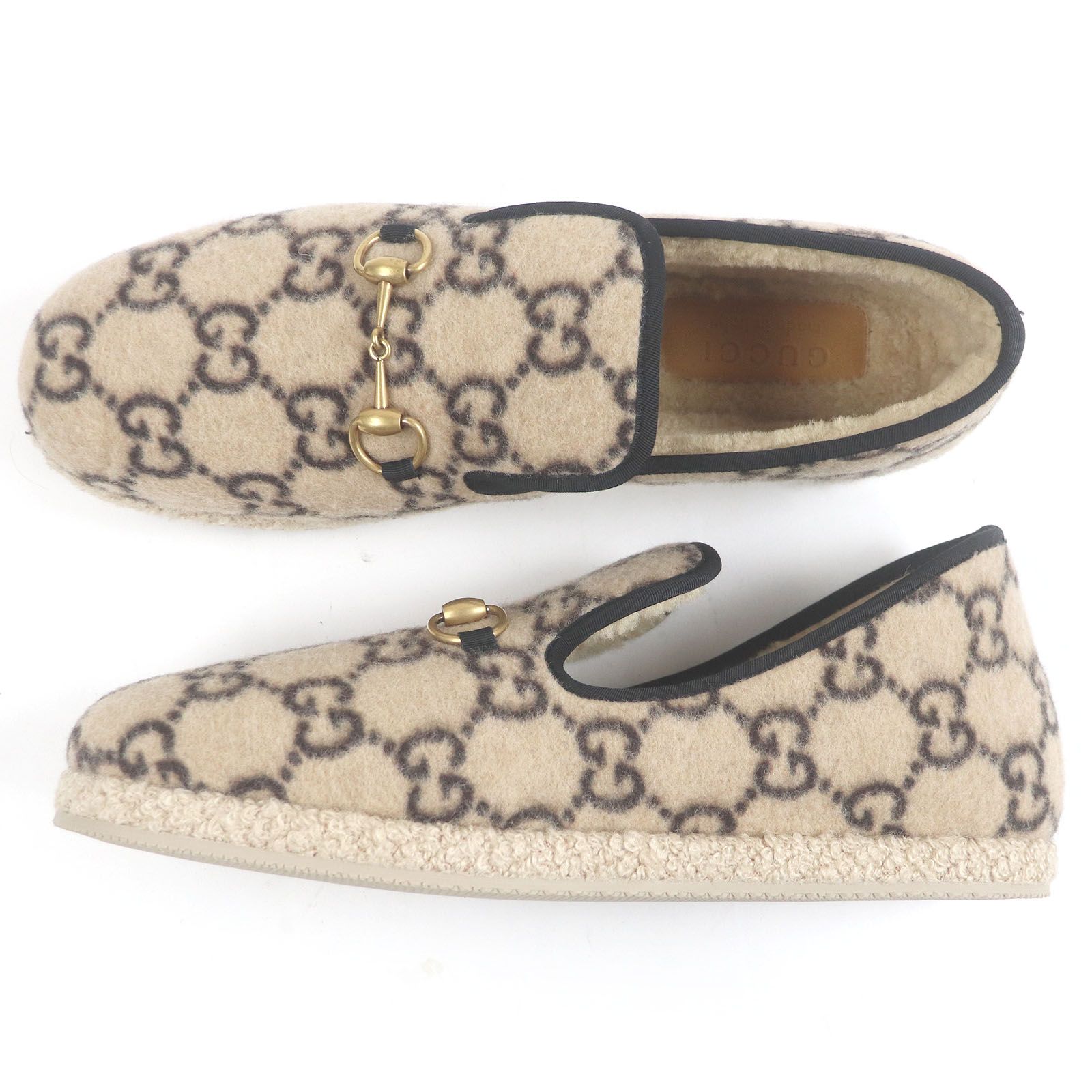 未使用品□GUCCI グッチ ムートン GGロゴ総柄 ホースビット ムートン 