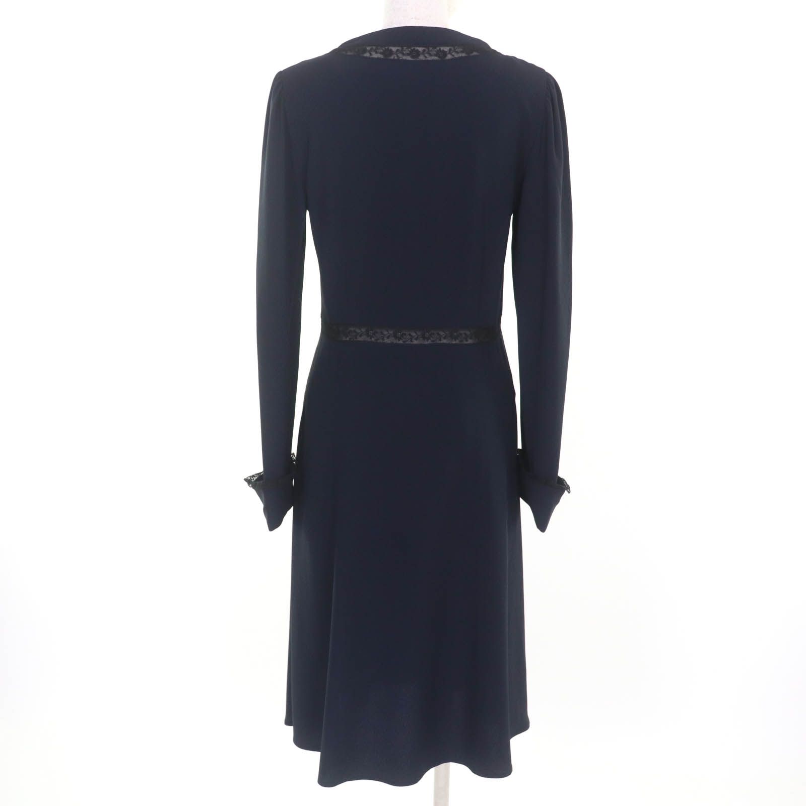 極美品☆PRADA プラダ P3309 レースコンビ Vネック 長袖 ワンピース 