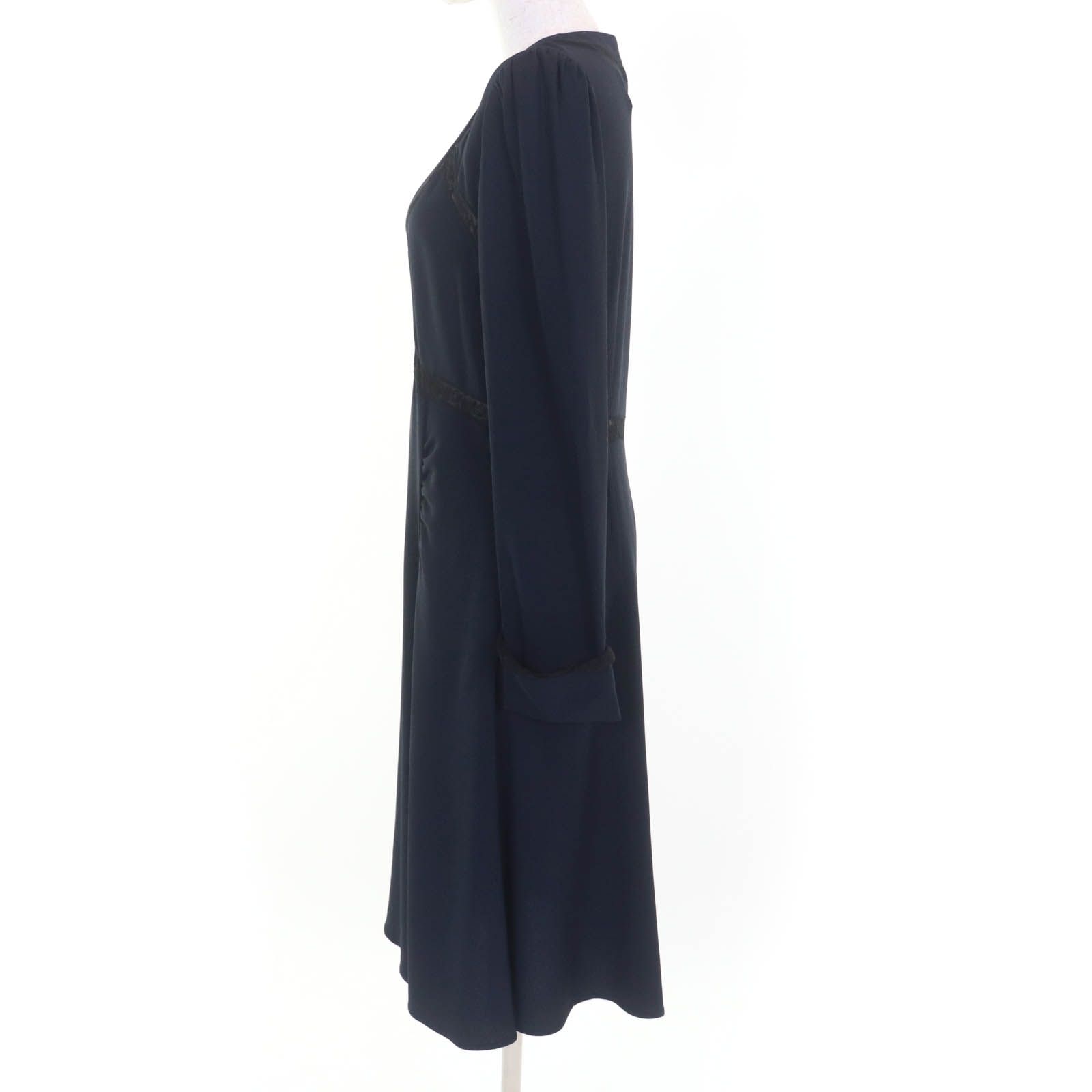 極美品☆PRADA プラダ P3309 レースコンビ Vネック 長袖 ワンピース