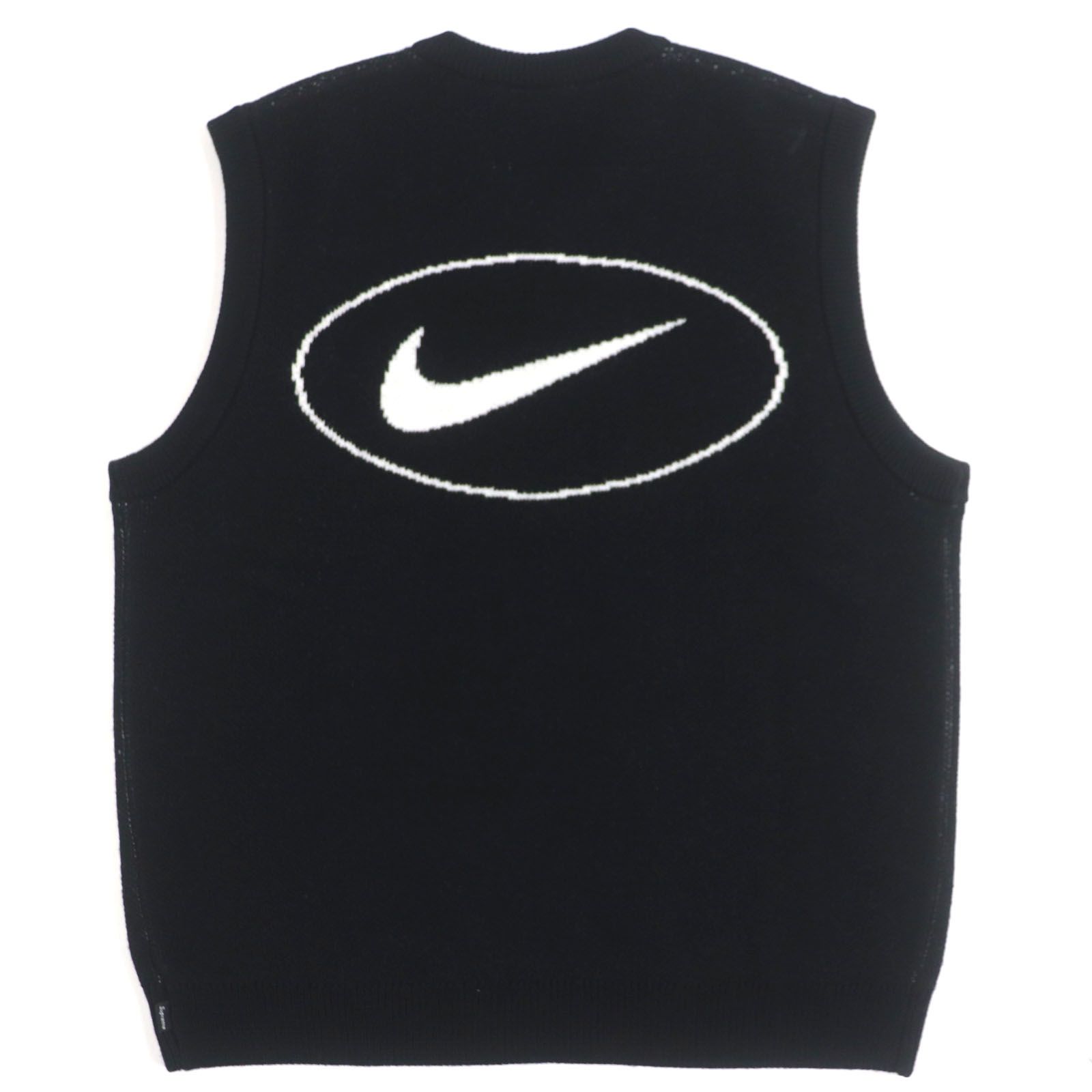 極美品▼Supreme NIKE シュプリーム ナイキ 25SS HF9638-010 Sweater Vest ウール混 Vネック 刺繍 バックロゴ ニットベスト ジレ ベスト ブラック L 正規品 メンズ 極美品▽Supreme NIKE シュプリーム ナイキ 25SS HF9638-010 Sweater