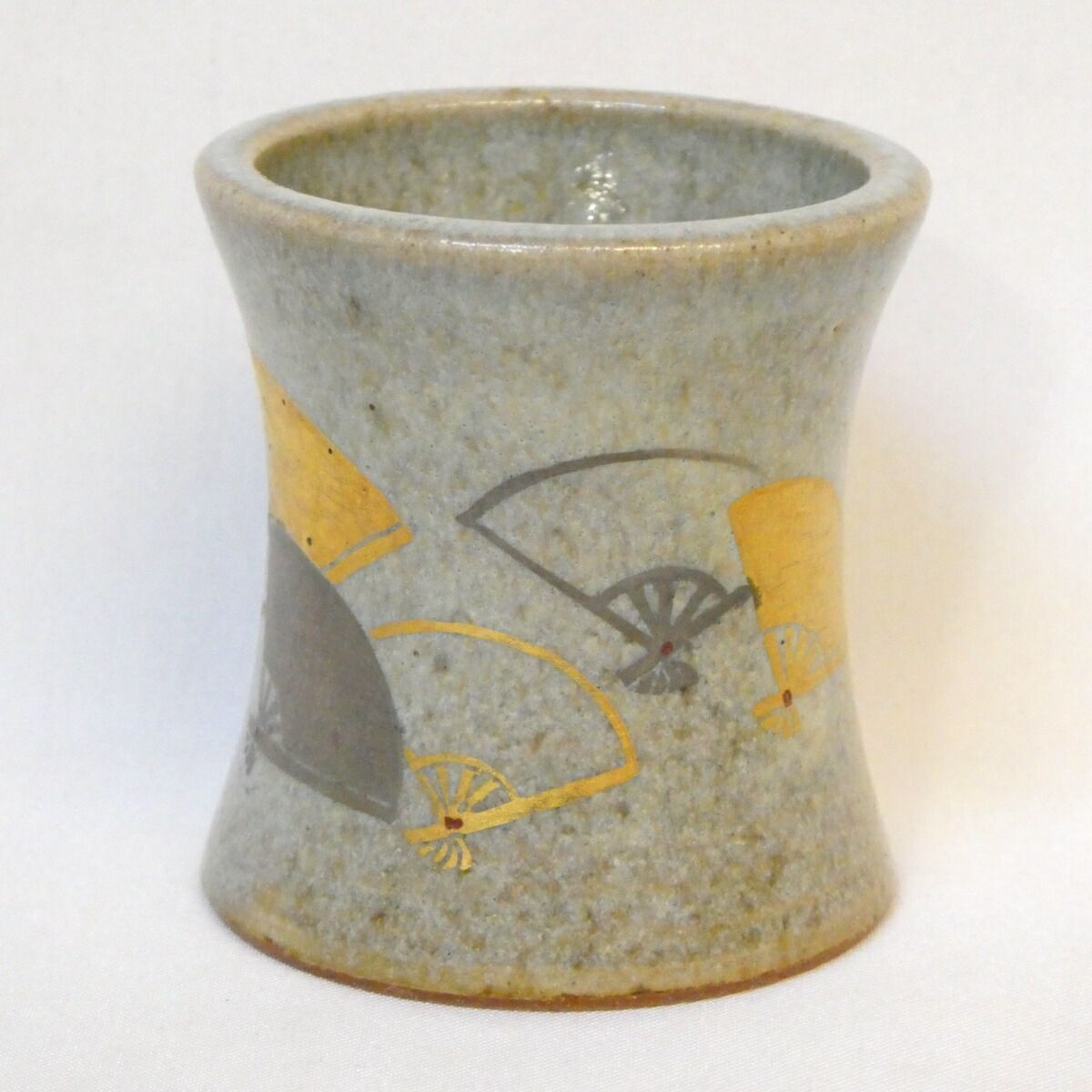 送料込【逢絢亭・新品】茶道具 蓋置 膳所焼 金彩 稲穂の図 陽炎園 共箱入り 久田宗也宗匠 御好】膳所焼 陽炎園 岩崎新定作 金彩 扇面 蓋置 尋牛斎
