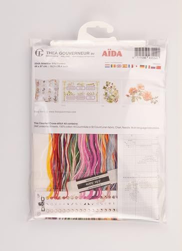 新品 テア・グーベルヌール クロス・ステッチｷｯﾄ American Wild Flowers 白のｱｲｰﾀﾞ16カウント 大人向け 554A