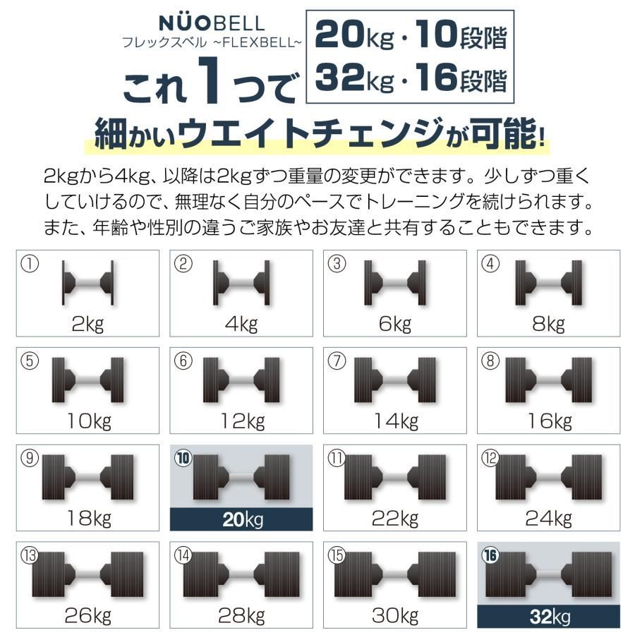 #2563 フレックスベル 可変式 ダンベル 32kg 2個セット オールブラック 2kg単位刻み 1秒で重量変化 筋トレ トレーニング オンザニー可能 省スペースで収納可能 ※一部地域離島別途配送料有