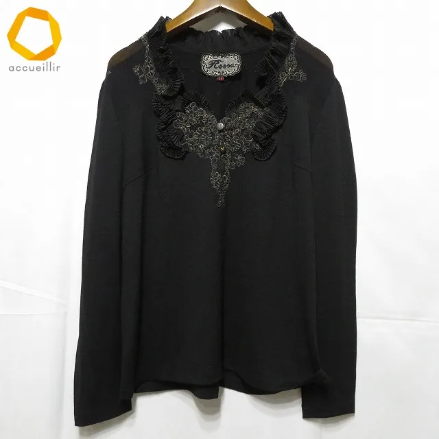 wnc インポートロッサ import Rossa カットソー 46 黒 刺繍 レース
