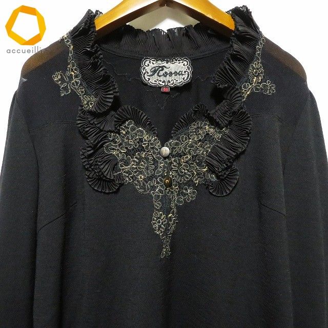 wnc インポートロッサ import Rossa カットソー 46 黒 刺繍 レース