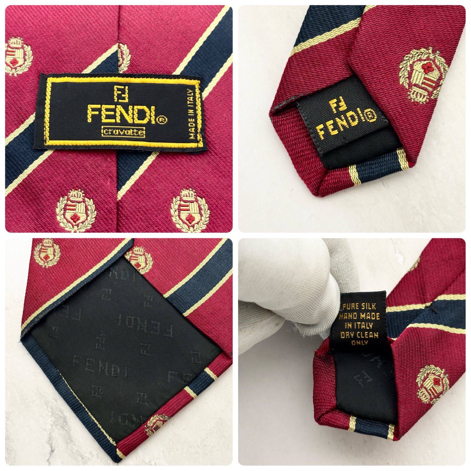美品】フェンディ FENDI ネクタイ シルク100% PURE SILK 高級シルク 総