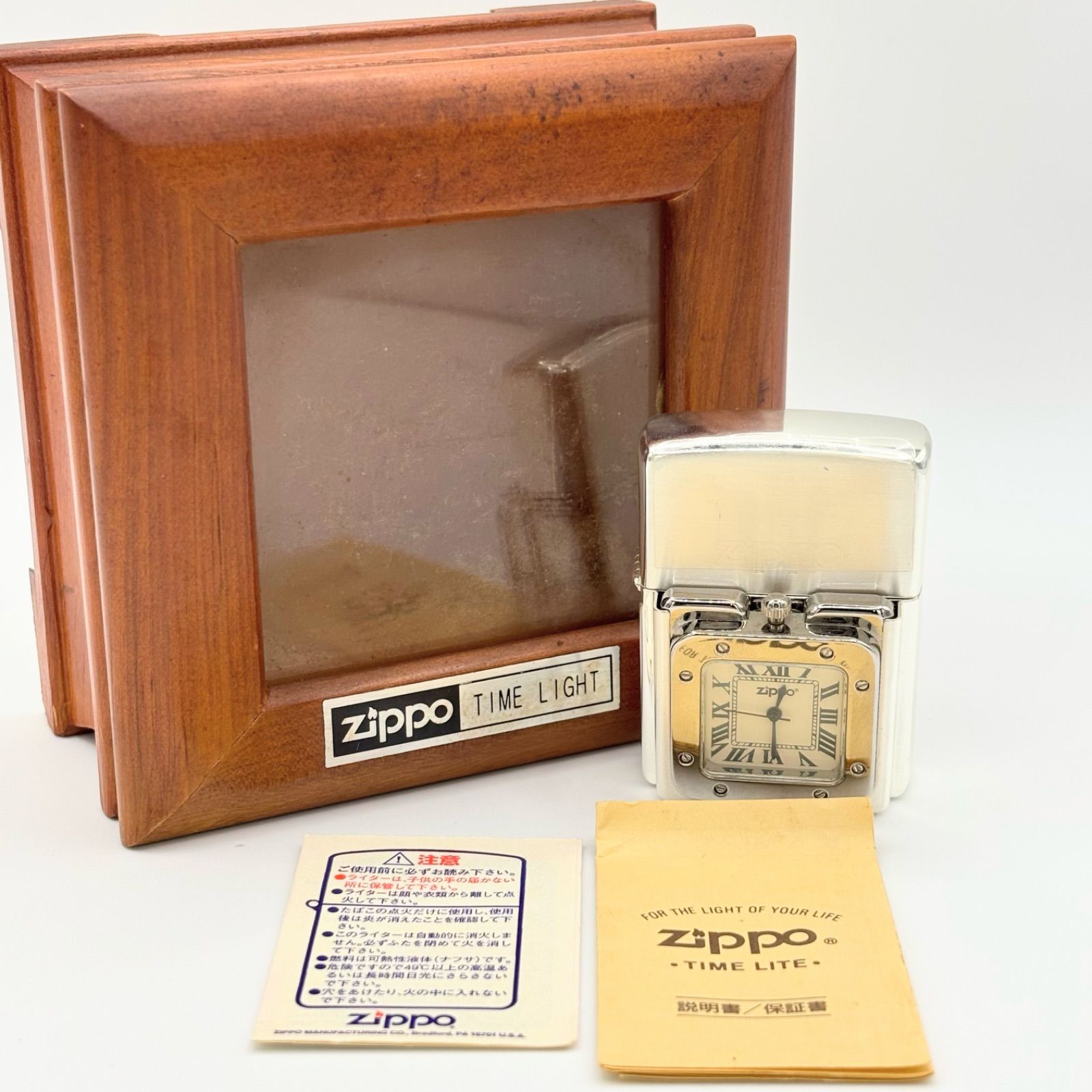 未使用】希少 ZIPPO ジッポー ライター 2004年製 タイムライト 時計付 