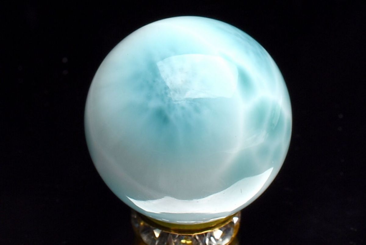 1点物】大珠◇三大ヒーリング ラリマー 18.5mm 丸玉(台座付き 