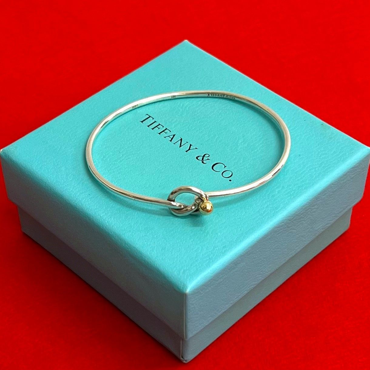 極 美品 TIFFANY&Co. ティファニー フック＆アイ ラブノット バングル