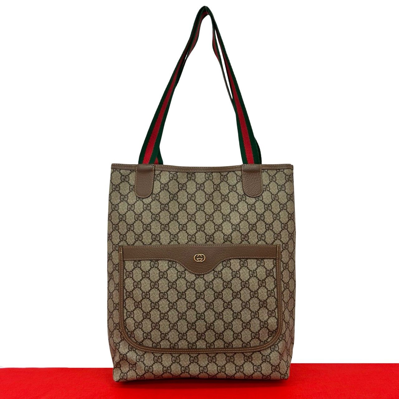 極 美品 GUCCI グッチ オールドグッチ シェリーライン GG ロゴ 柄 金具