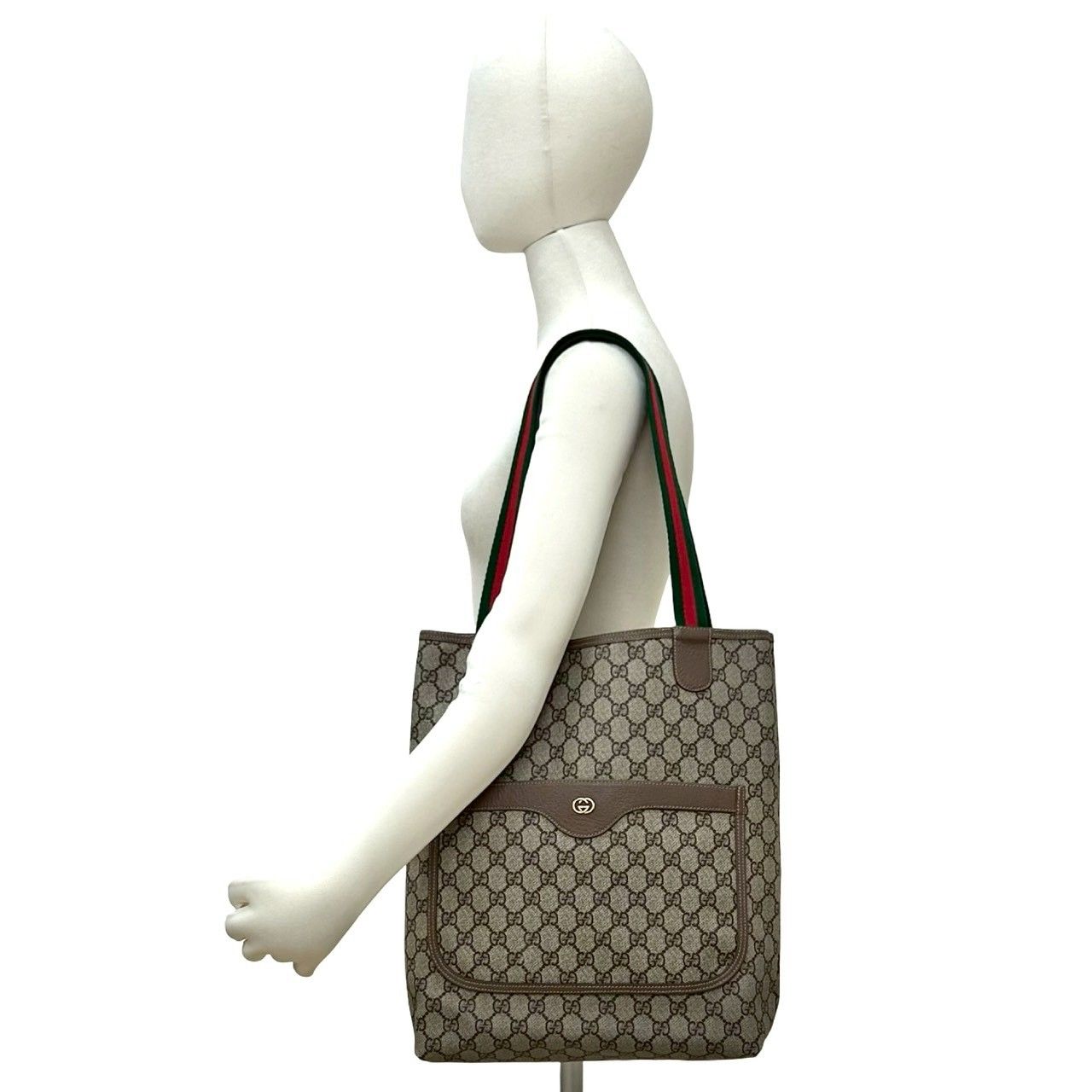 極 美品 GUCCI グッチ オールドグッチ シェリーライン GG ロゴ 柄 金具