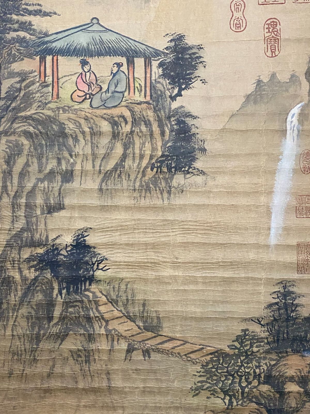 中国字画・張大千・三尺中堂画・山水画・繪画・肉筆紙本】・置物・古賞