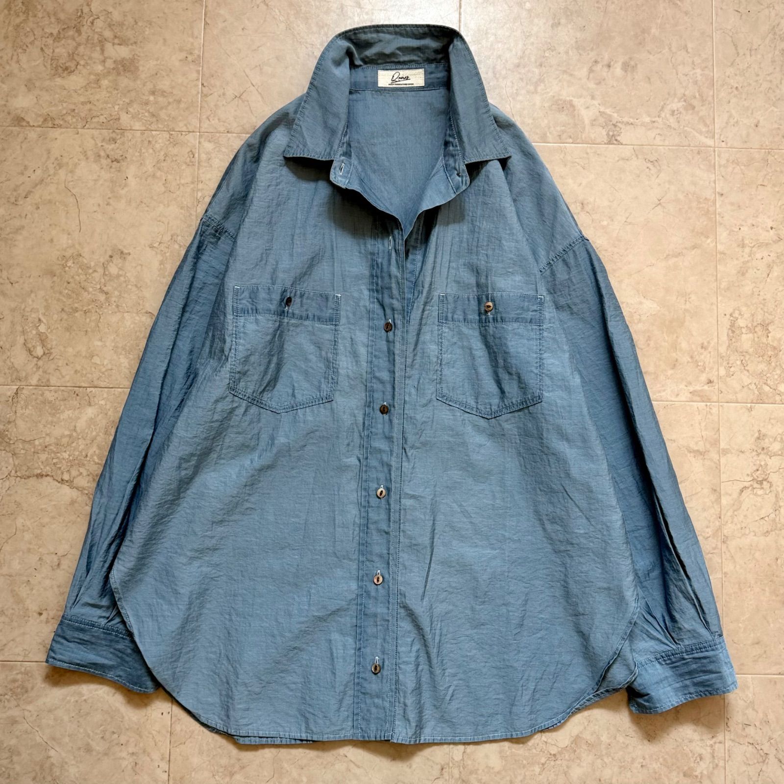 COLLAGE GALLARDAGALANTE バックボタンデニムシアーシャツ サックス 