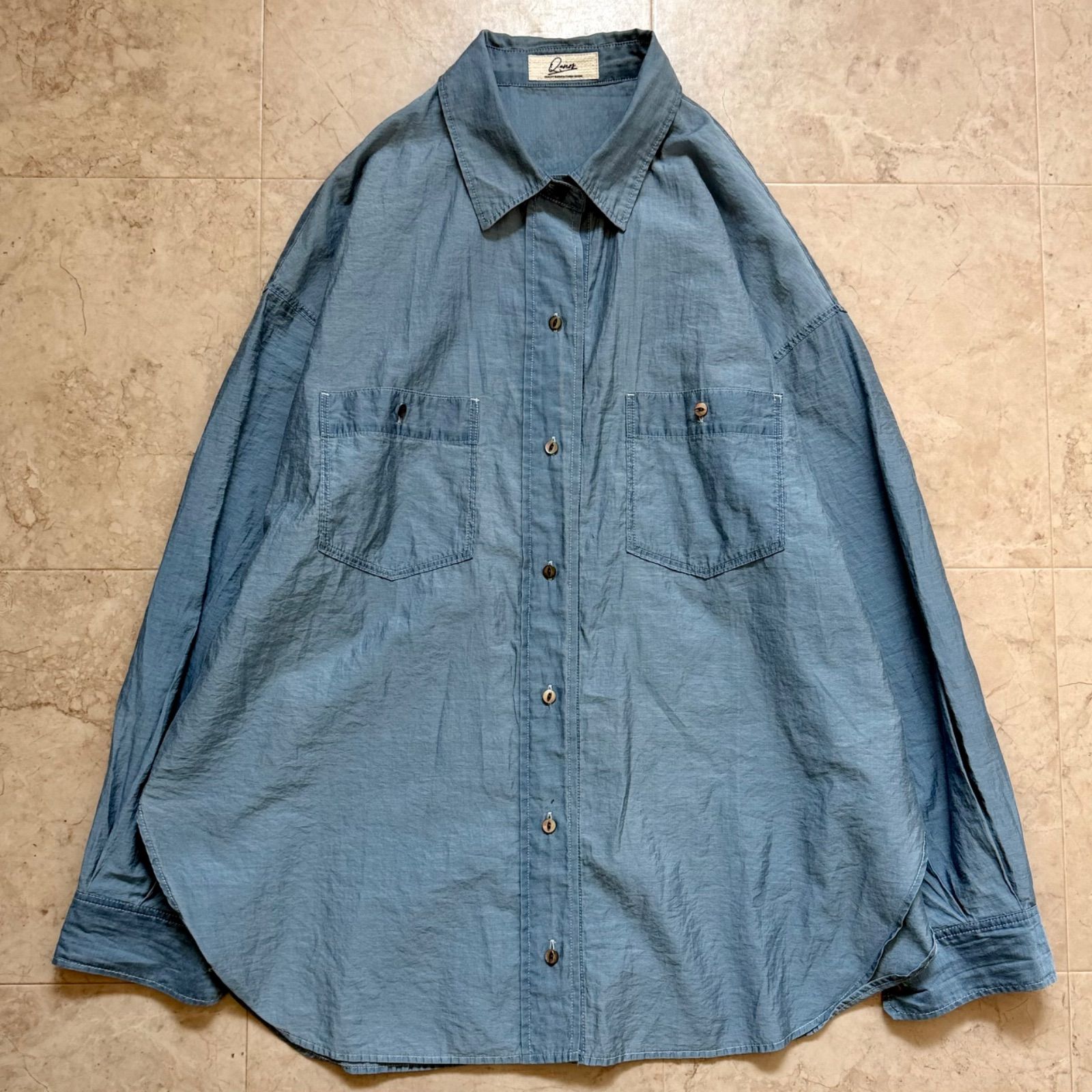 COLLAGE GALLARDAGALANTE バックボタンデニムシアーシャツ サックス