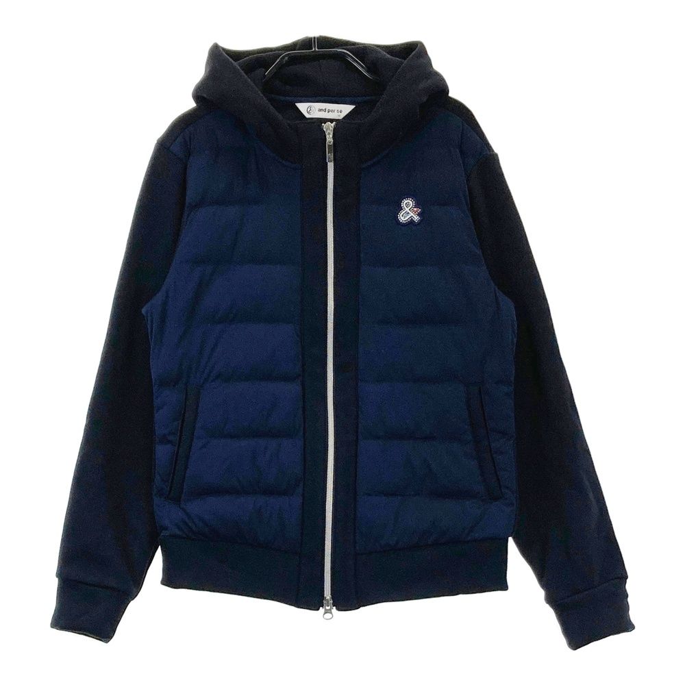 【美品】and per se フード付きジャケット 美品and per se アンパスィ フード付防寒ブルゾン and per se フード