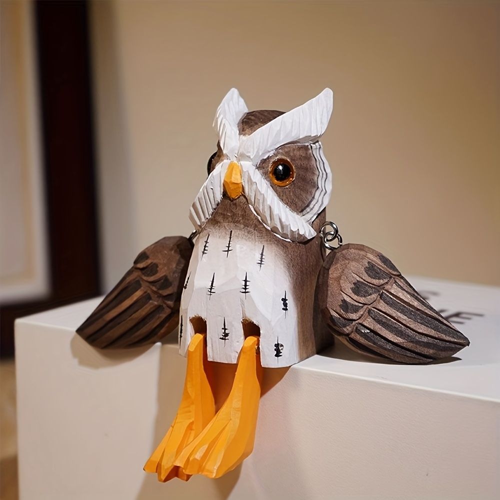  オブジェ 置物 座っているフクロウ ふくろう ブラウン グレー 2種類 木製 インテリア リビング ダイニング 玄関 寝室 装飾 オーナメント プレゼント ギフト オシャレ 可愛い 癒しグッズ ユニークデザイン ホームデコレーション ピアス収納 置物 インテリア小物