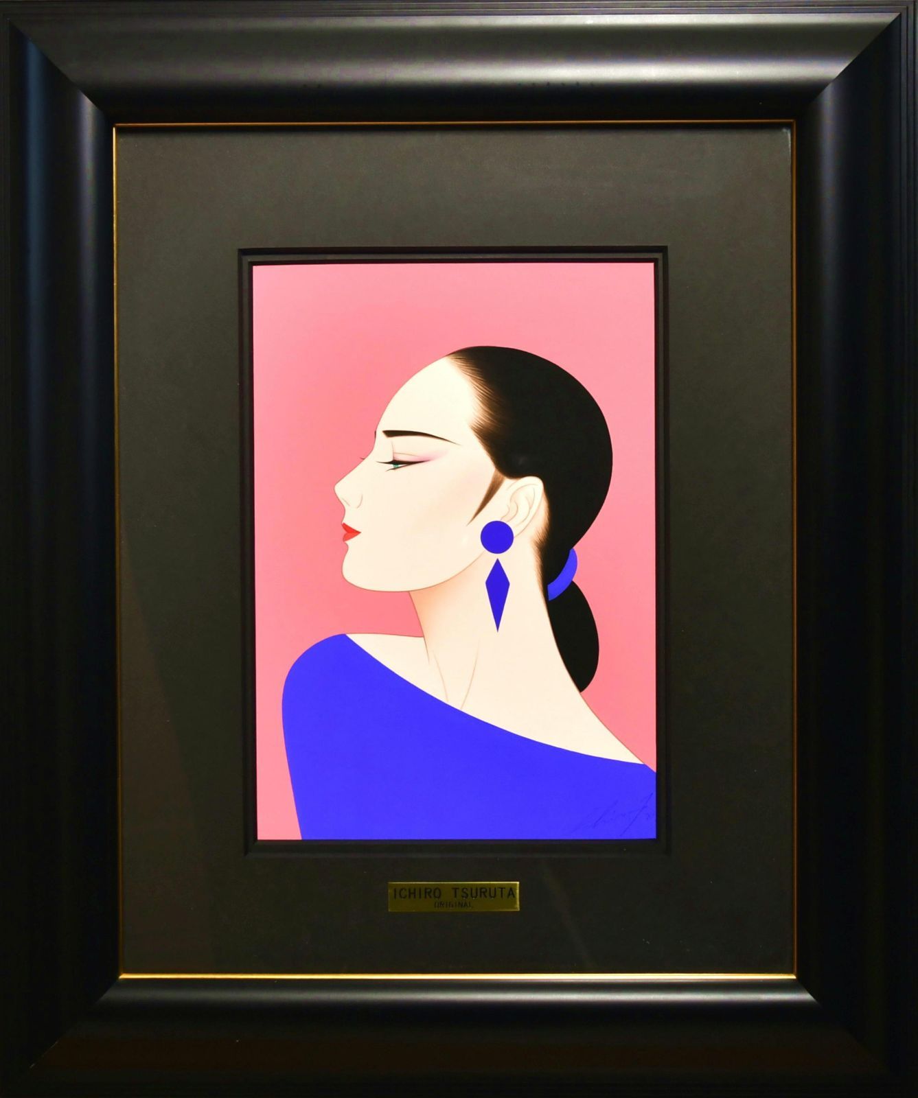 鶴田一郎 「レディN」 アクリル画 5号 真作保証 希少 オリジナル原画