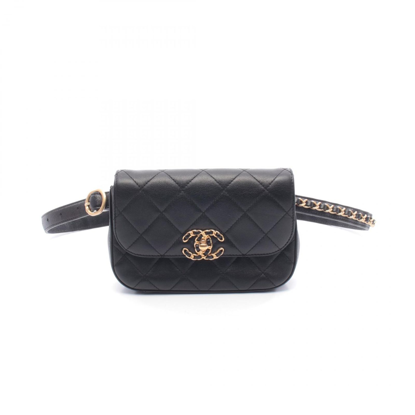 シャネル 19 マトラッセ ウエストバッグ シャネル CHANEL ウエストバッグ CHANEL19 ブラック ラムスキン（羊革