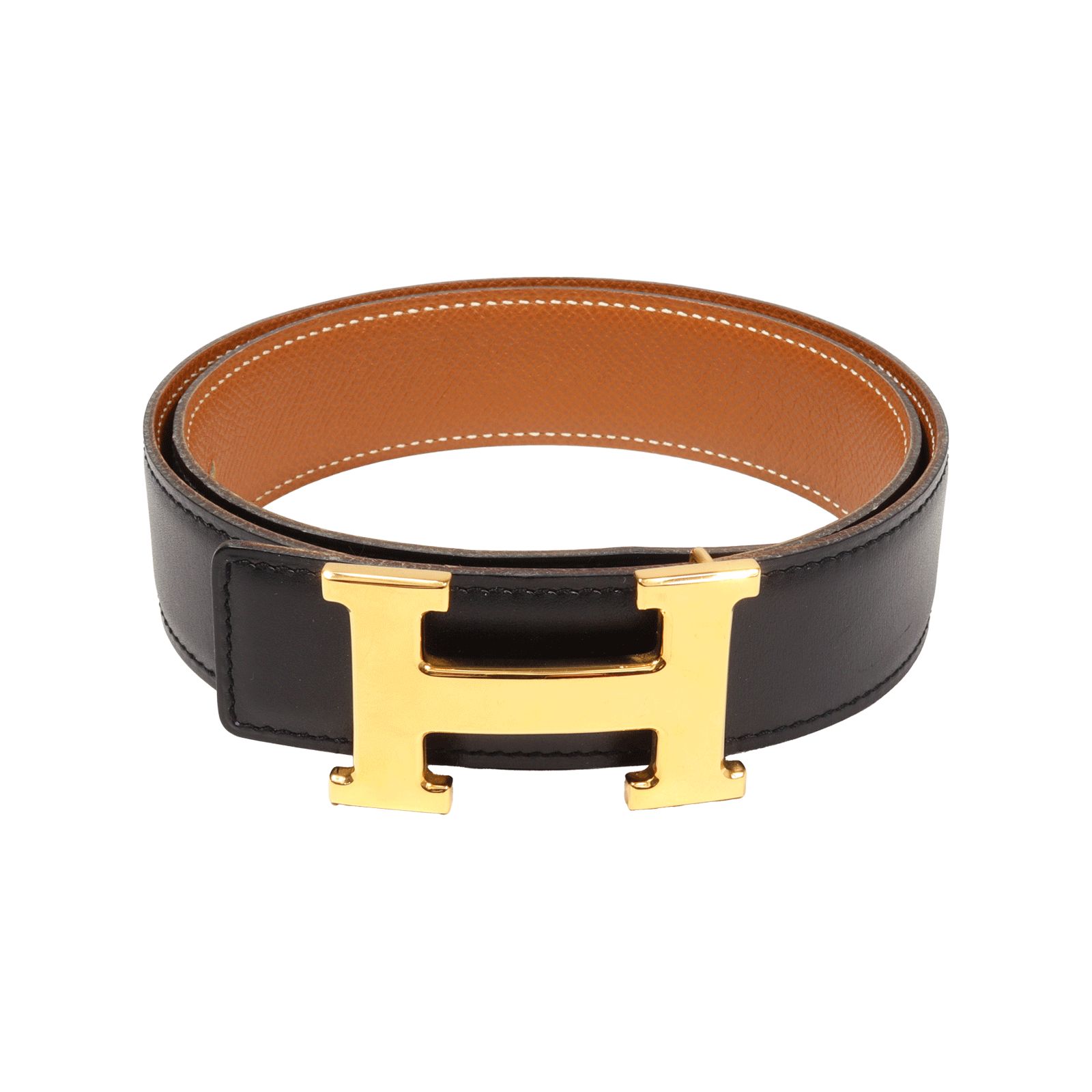 HERMES エルメス コンスタンス Hベルト リバーシブル レザー ブラック 