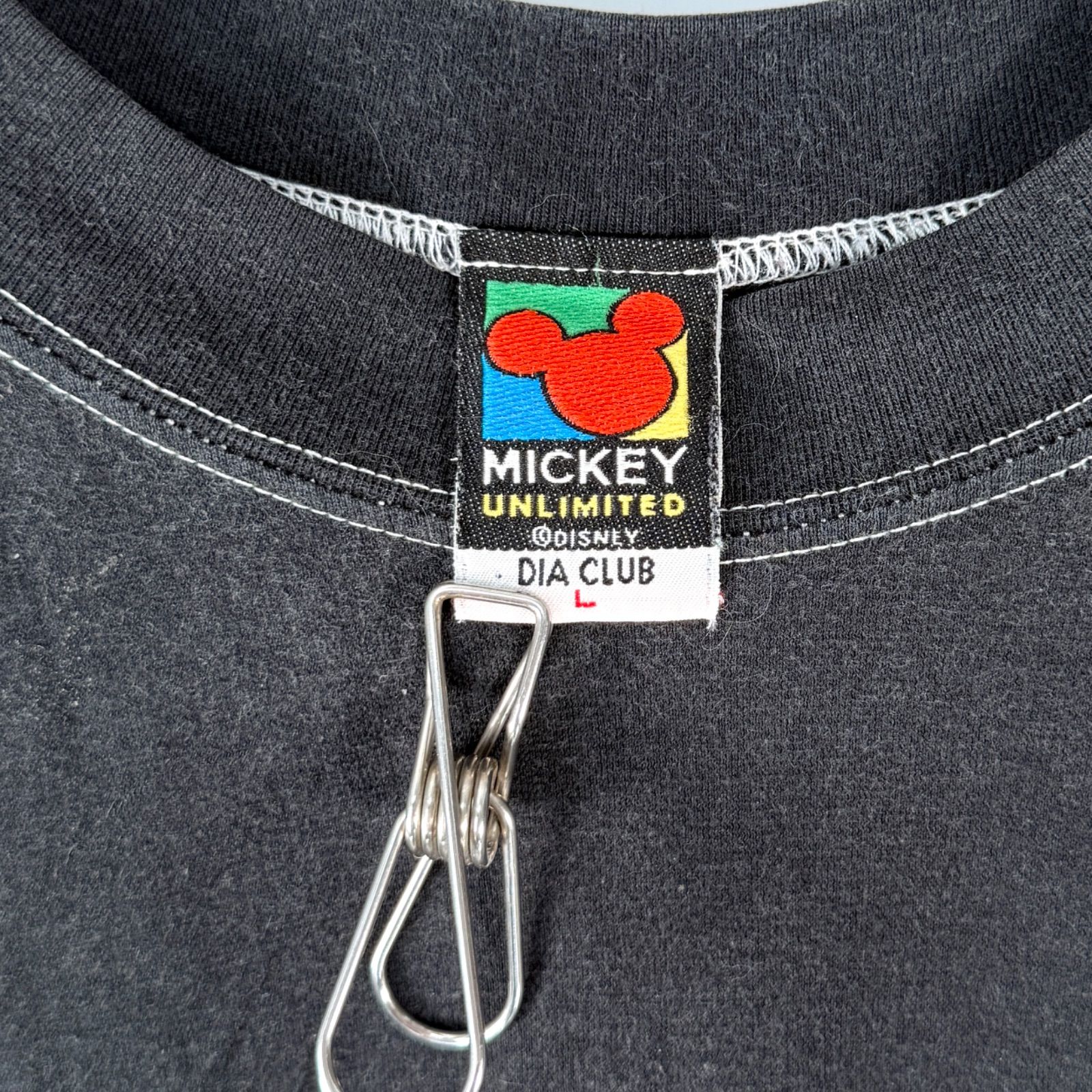 90s ヴィンテージディズニー ミッキーマウス フェード Tシャツ L 黒