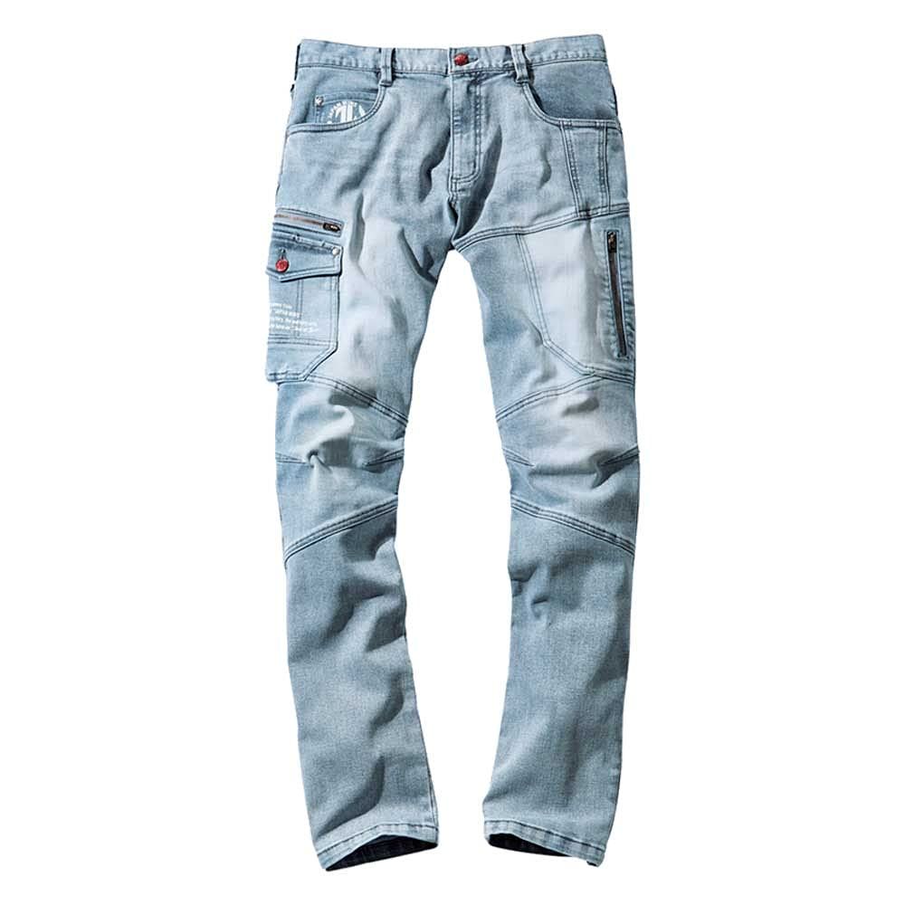 Jawin ジャウィン ストレッチノータックカーゴパンツ 53002 カーゴパンツ 通年 作業服 コーデュラ デニム 91 173ヴィンテージ [173ヴィンテージブルー] [91]