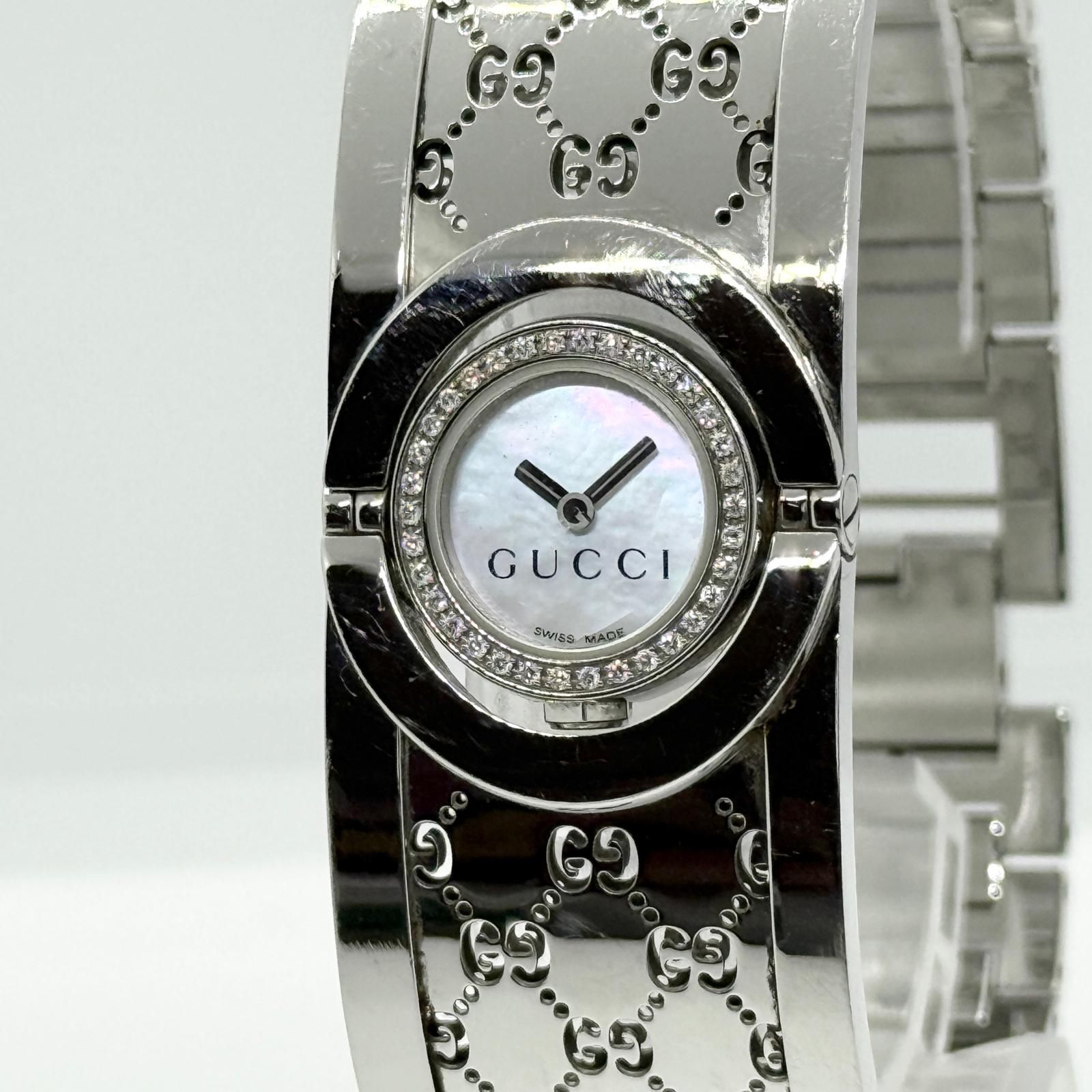 GUCCI グッチ トワール バングルウォッチ 112 ホワイト QZ レディース
