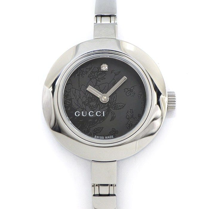 稼働 美品】GUCCI グッチ 腕時計 シルバー 文字盤:ブラック